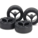 Tamiya 15543 - Super Hard Dia Narrow Tires (24mm) &Carbon wheels (3-Spoke, for super X & XX Chassis)