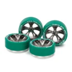 Mini 4WD GUP Low Friction Small Diameter Low Profile Tires w/A-Spoke Black Plated Green Wheel Set TMAC Limited