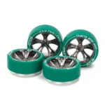 Mini 4WD GUP Low Friction Small Diameter Low Profile Tires w/A-Spoke Black Plated Green Wheel Set TMAC Limited