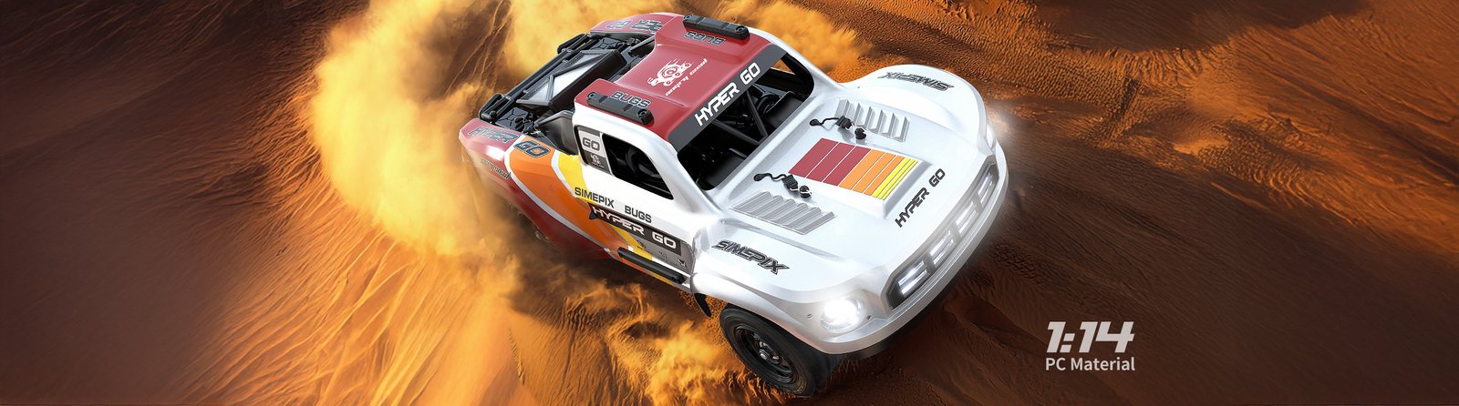 MJX Hyper Go 1/14 Brushless 4X4 RC Desert Truck with Gyro – RTR All Terrain Short Course Truck